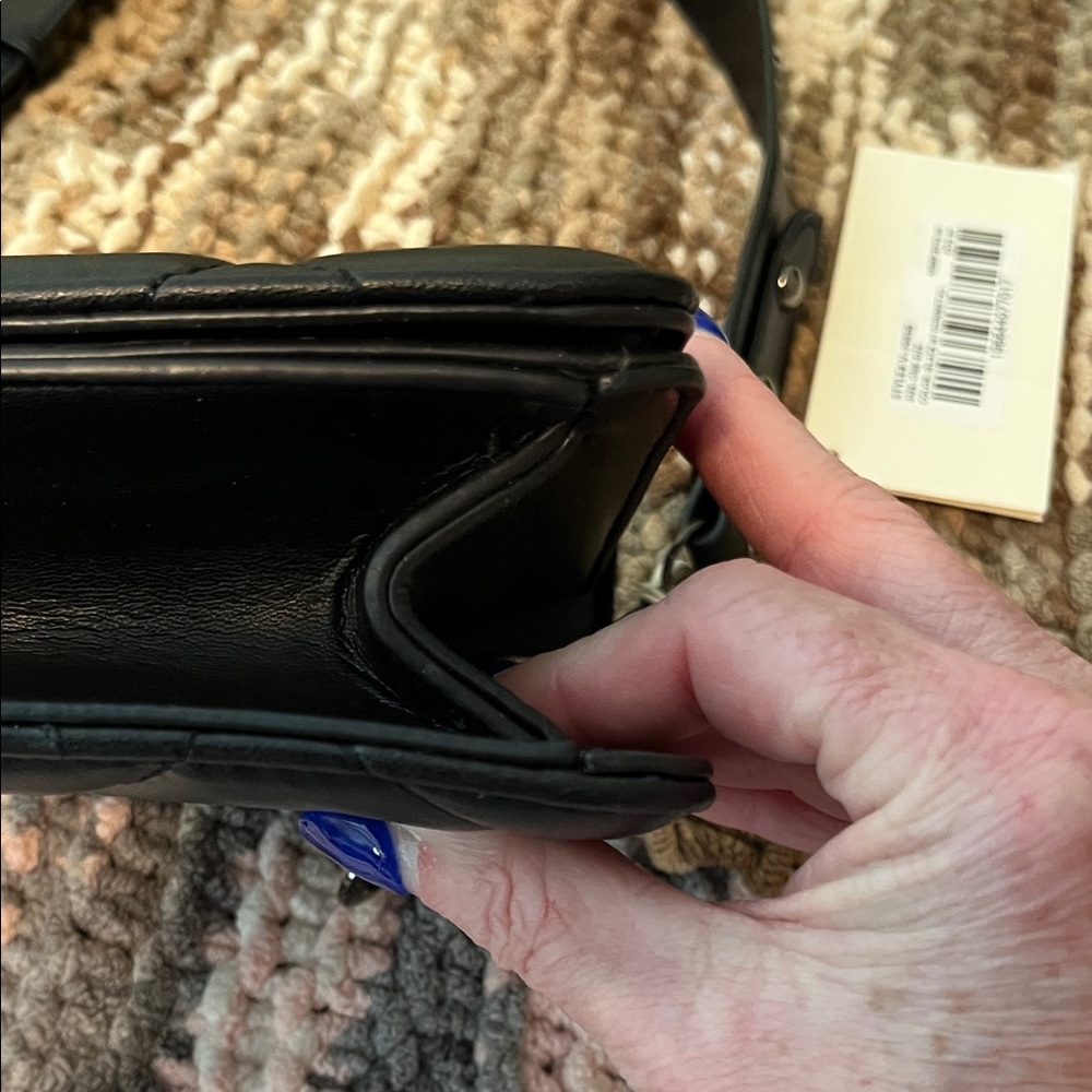 NWT Valentino Orlandi Black Quilted Vegan Leather Adjustable Crossbody Strap - Picture 12 of 14